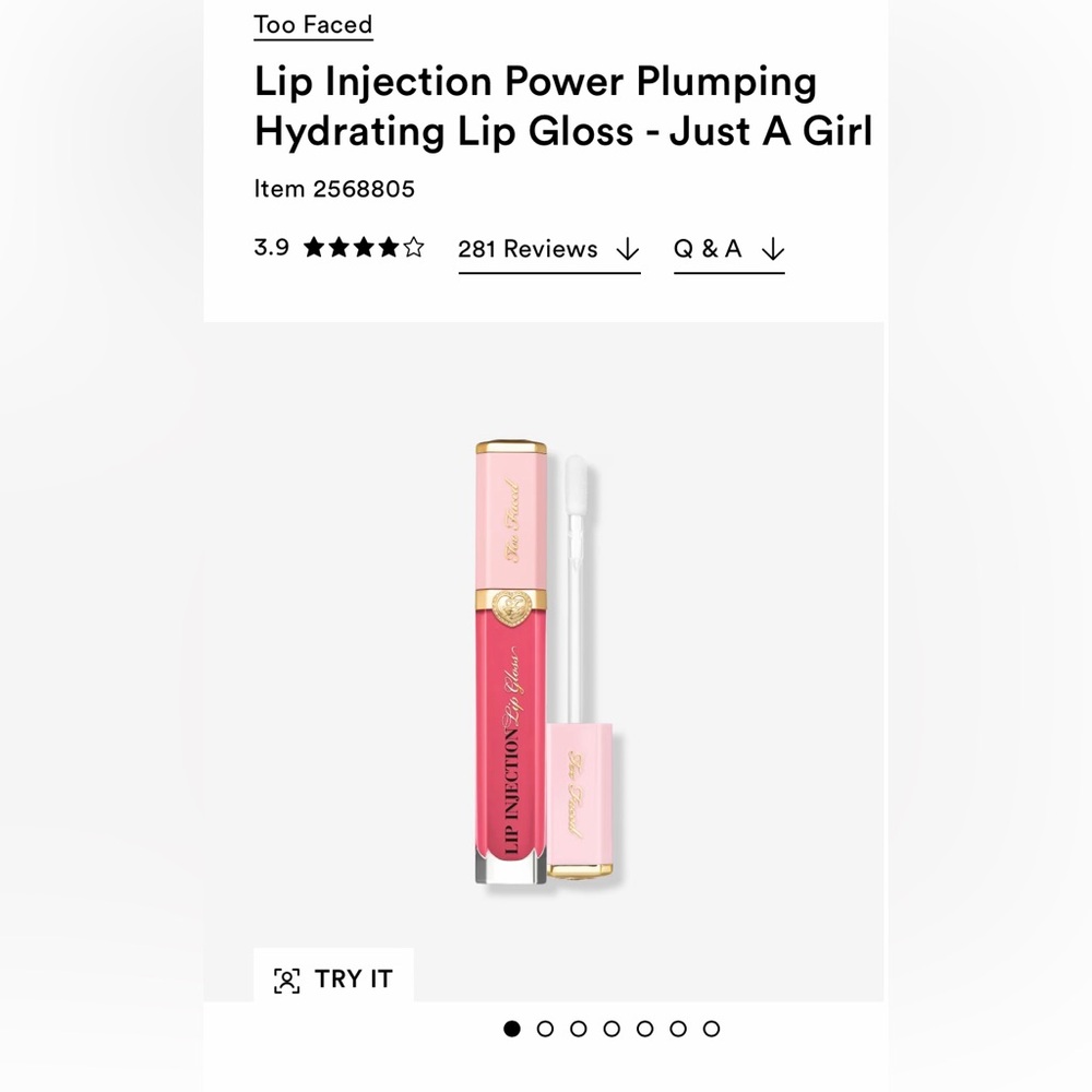 TOO FACED - Lip Injection Power Plumping
Hydrating Lip Gloss - Just A Girl